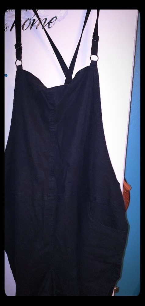 Black overall shorts